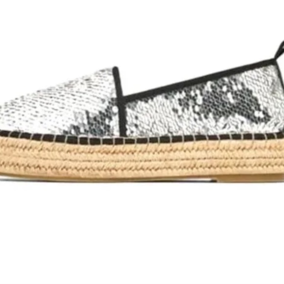 ZARA Silver Sequin Espadrilles Size 39 Gently Loved - Picture 3 of 8